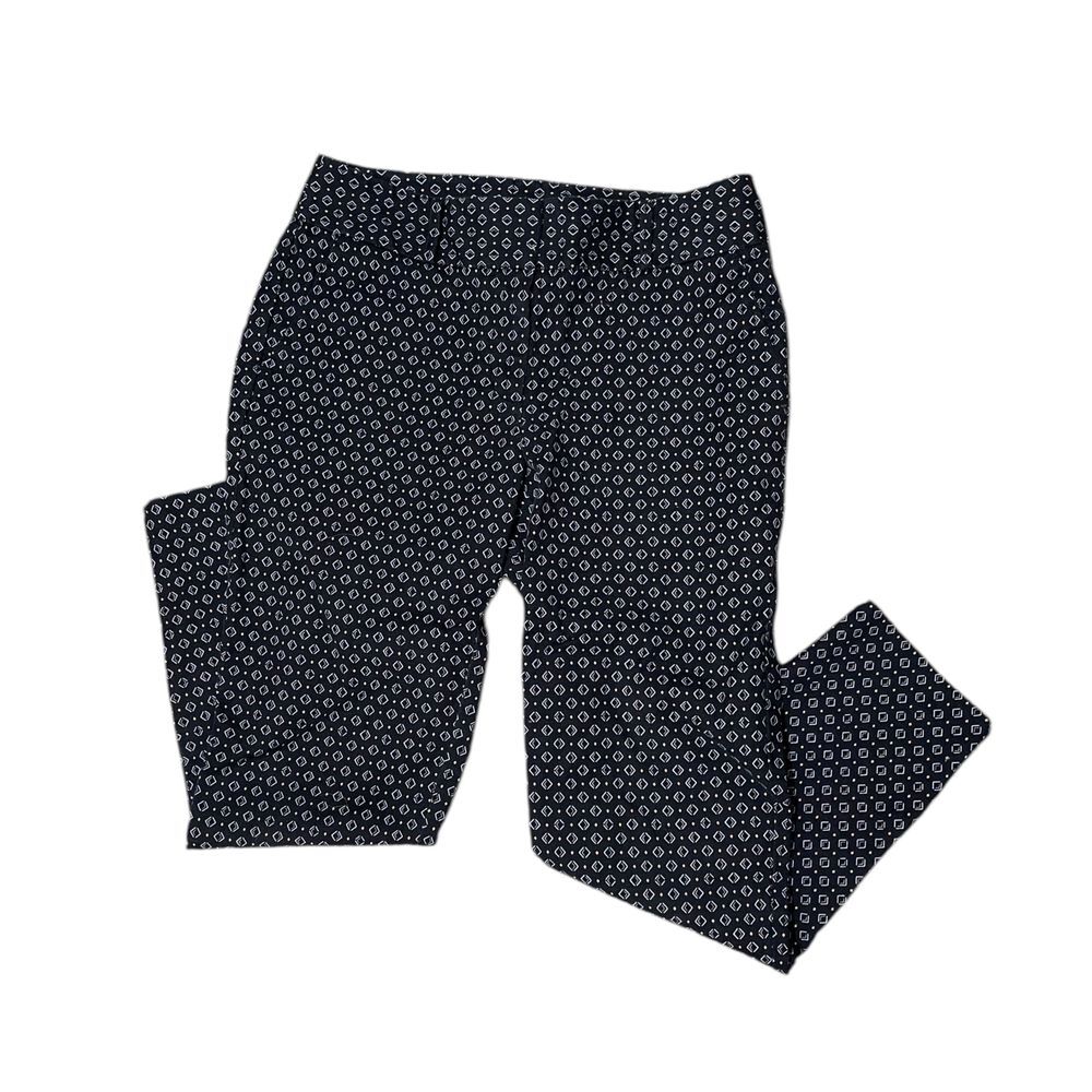 NWOT-Ann Taylor LOFT Navy Geo Print Ankle Pants Size 8 Professional Office Wear